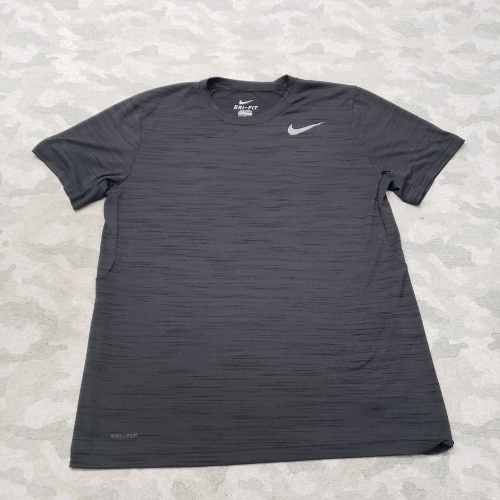 Nike Shirt Mens Large Gray Dri-Fit Short Sleeve Activewear Gym Fitness